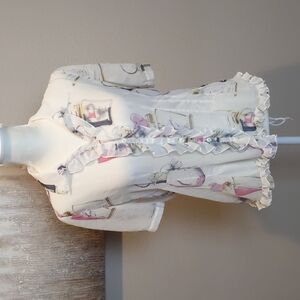 CAbi button down ruffle purfume bottle blouse